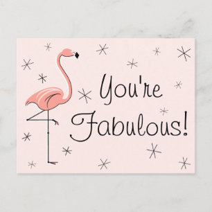 Tarjeta postal rosa Flamingo: "¡Eres fabuloso!"