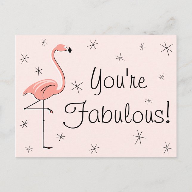 Tarjeta postal rosa Flamingo: "¡Eres fabuloso!" (Anverso)