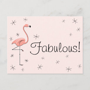 Tarjeta postal rosa Flamingo "Fabulous!"