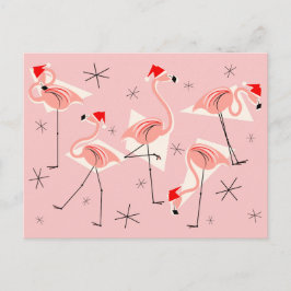Tarjeta postal rosa Flamingo Santas