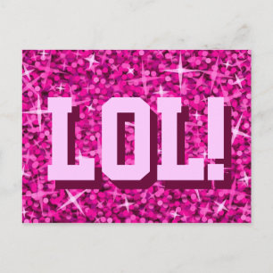 Tarjeta postal rosa Glitz 'LOL!'