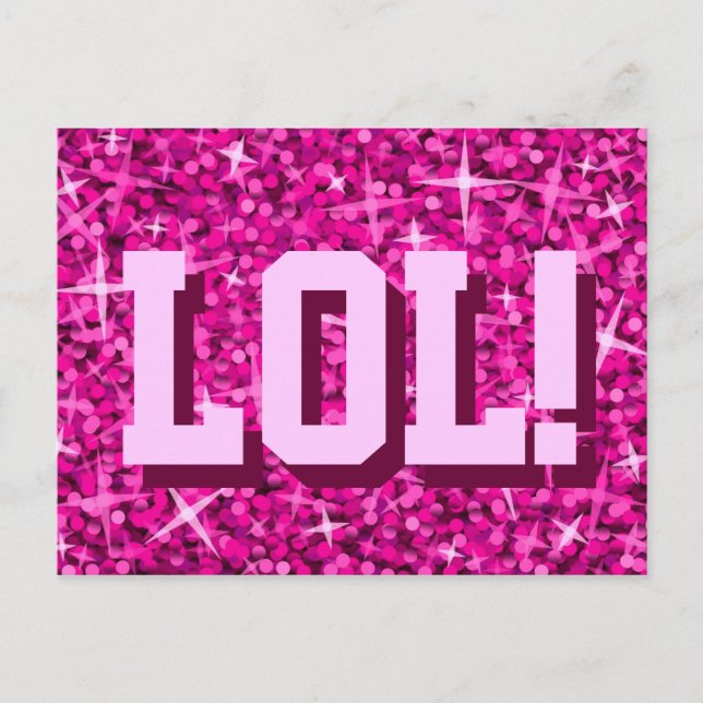 Tarjeta postal rosa Glitz 'LOL!' (Anverso)