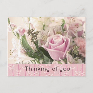 Tarjeta postal Rosa Rosa Floral Pensando en ti