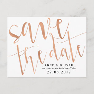 Tarjeta Postal Rose Gold para Guardar la Fecha - R