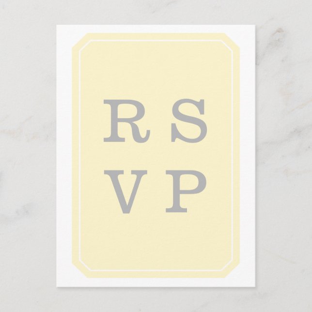Tarjeta postal RSVP amarilla simplemente elegante (Anverso)