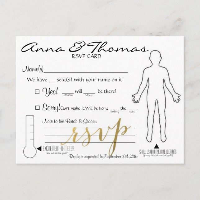 Tarjeta postal RSVP (Boda) (Anverso)