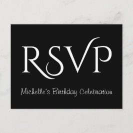 Tarjeta postal "RSVP" brillante y glamurosa