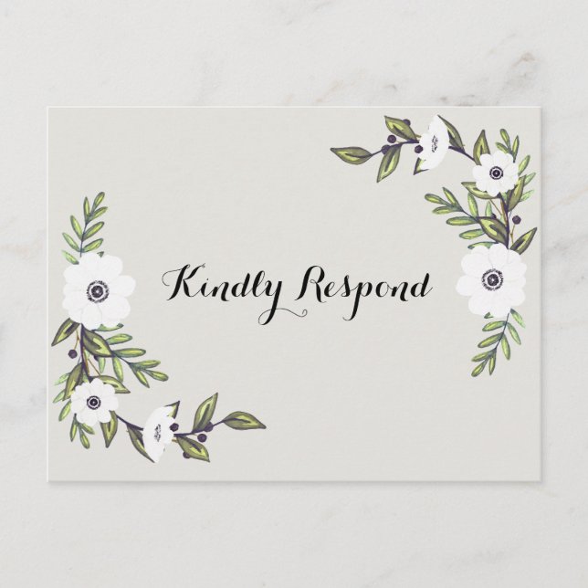 Tarjeta postal RSVP de Anemones pintados (Anverso)
