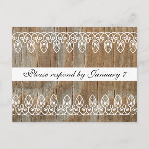 Tarjeta postal RSVP de Anillos de Madera