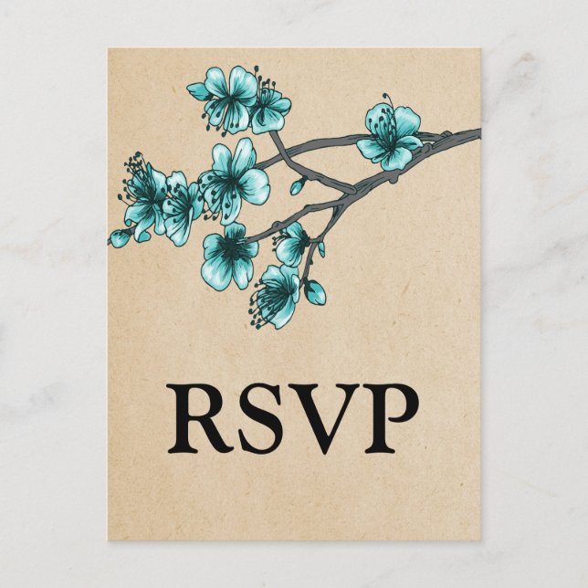 Tarjeta postal RSVP de Aqua Vintage (Anverso)