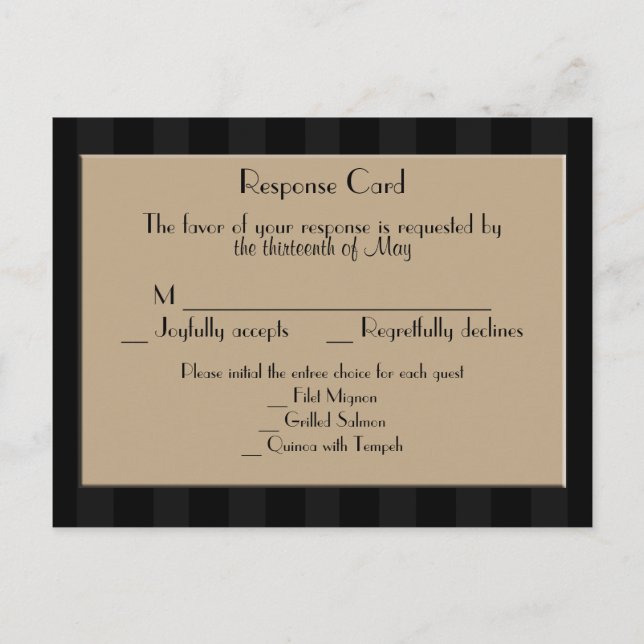 Tarjeta postal RSVP de banda Gold Art Deco (Anverso)