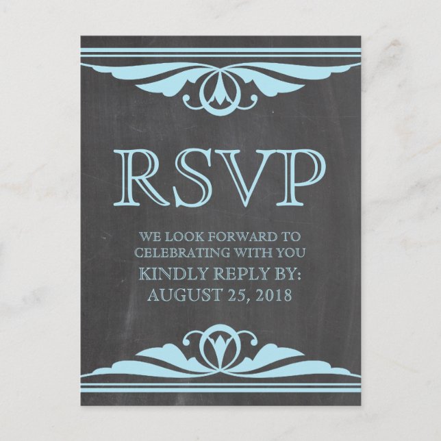 Tarjeta postal RSVP de Blue Deco (Anverso)