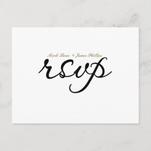 Tarjeta postal RSVP de boda de escritura blanca y 