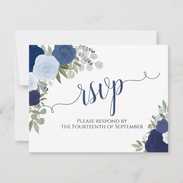 Tarjeta postal RSVP de boda descargable para Rosas (Anverso)