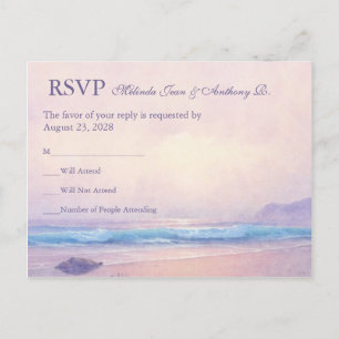 Tarjeta postal RSVP de Boda en Playa del Mar de Ve
