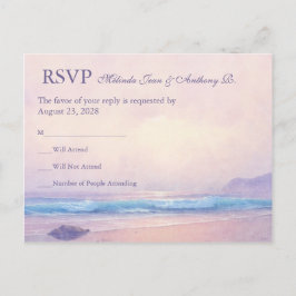 Tarjeta postal RSVP de Boda en Playa del Mar de Ve