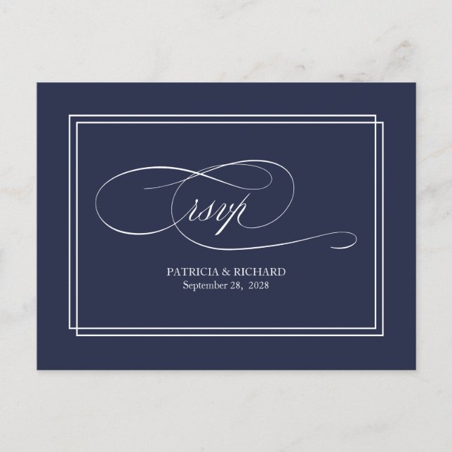 Tarjeta postal RSVP de boda sencilla y elegante de (Anverso)