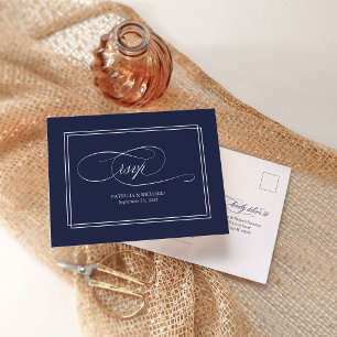 Tarjeta postal RSVP de boda sencilla y elegante de