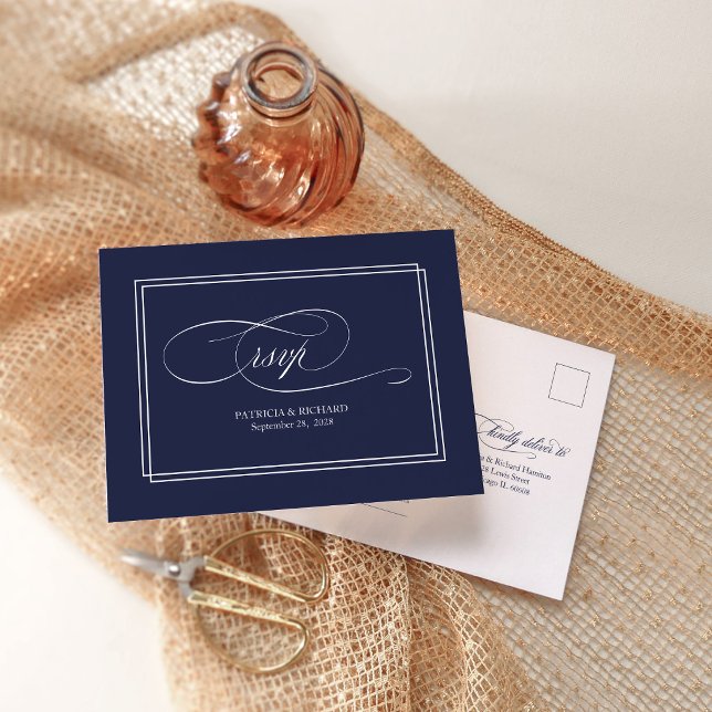 Tarjeta postal RSVP de boda sencilla y elegante de (Subido por el creador)