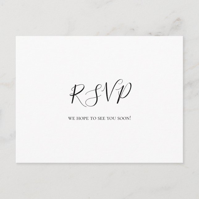 Tarjeta postal RSVP de boda simple y elegante (Anverso)