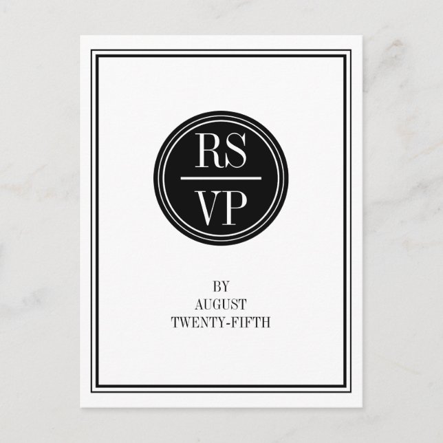 Tarjeta postal RSVP de boda simple y elegante (Anverso)