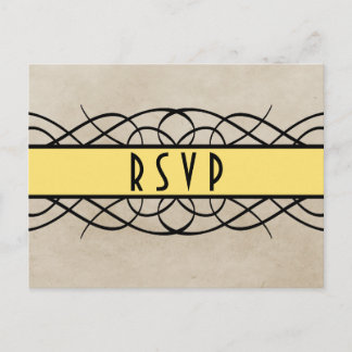 Tarjeta postal RSVP de borde amarillo floreciente