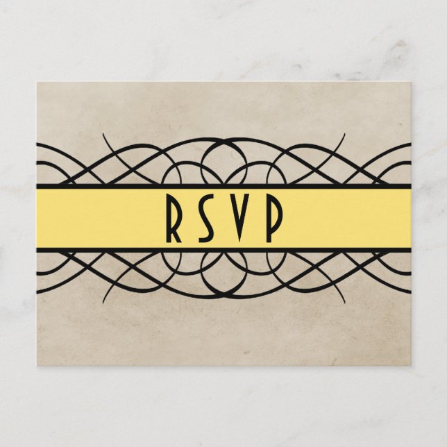 Tarjeta postal RSVP de borde amarillo floreciente (Anverso)