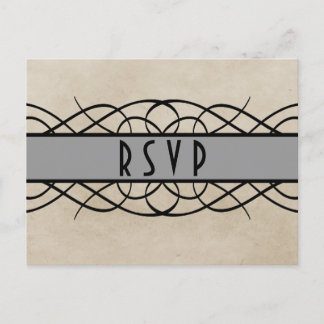 Tarjeta postal RSVP de borde brillante gris