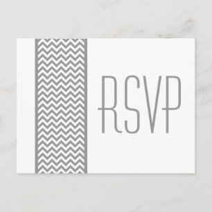 Tarjeta postal RSVP de borde de cheurón gris