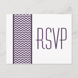 Tarjeta postal RSVP de borde de cheurón púrpura