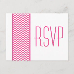 Tarjeta postal RSVP de borde de chevron rosa