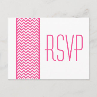 Tarjeta postal RSVP de borde de chevron rosa
