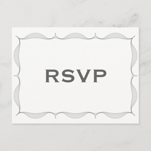 Tarjeta postal RSVP de borde de giro gris minimali (Anverso)
