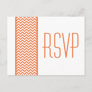 Tarjeta postal RSVP de borde de naranja Chevron
