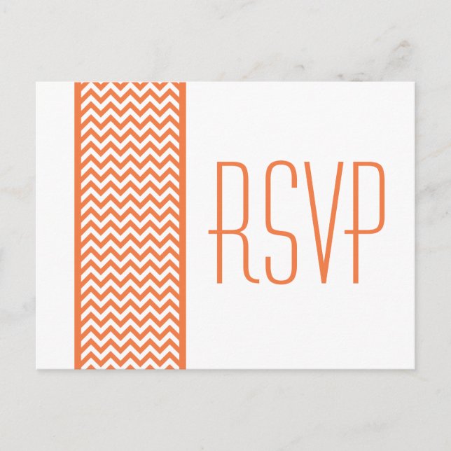 Tarjeta postal RSVP de borde de naranja Chevron (Anverso)