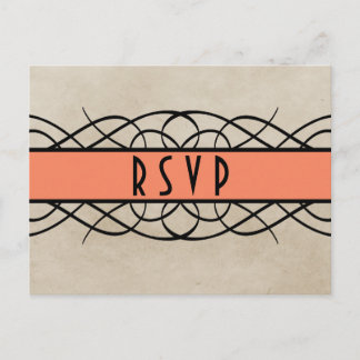 Tarjeta postal RSVP de borde floreciente de naranj