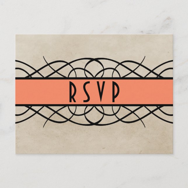 Tarjeta postal RSVP de borde floreciente de naranj (Anverso)