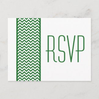 Tarjeta postal RSVP de borde verde de cheurón