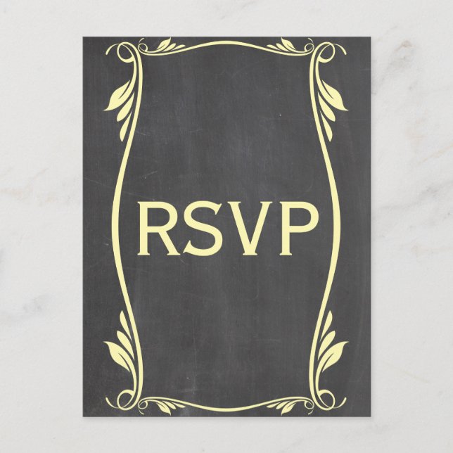 Tarjeta postal RSVP de cartón amarillo floreciente (Anverso)