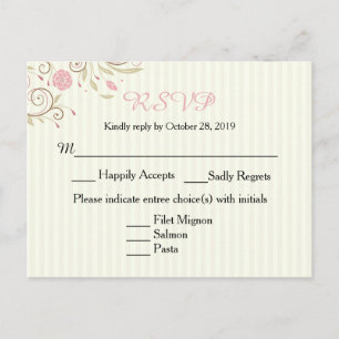 Tarjeta postal RSVP de casamiento con rayas floral