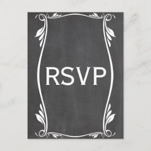 Tarjeta postal RSVP de Chalkboard Flourish de Marf