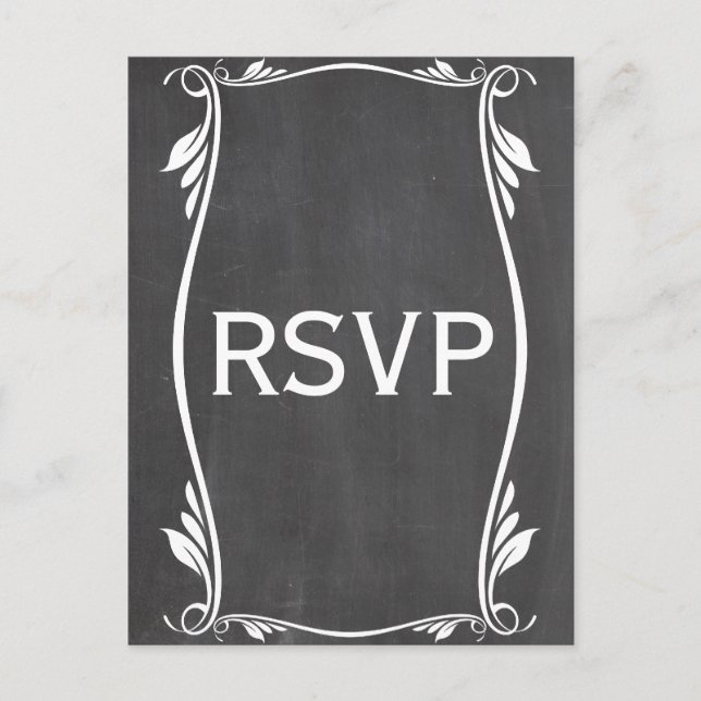 Tarjeta postal RSVP de Chalkboard Flourish de Marf (Anverso)