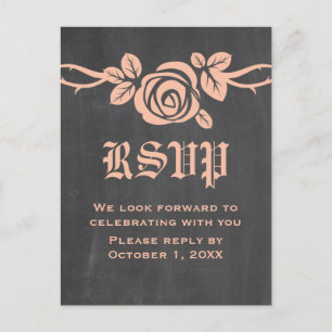 Tarjeta postal RSVP de Chalkboard Rosa Peach