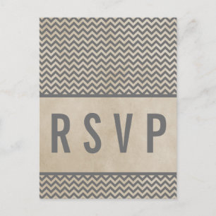 Tarjeta postal RSVP de Chevron con Moda gris