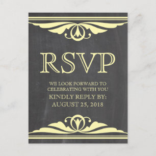 Tarjeta postal RSVP de color amarillo Deco