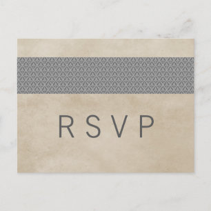 Tarjeta postal RSVP de Damask Rústico Gris