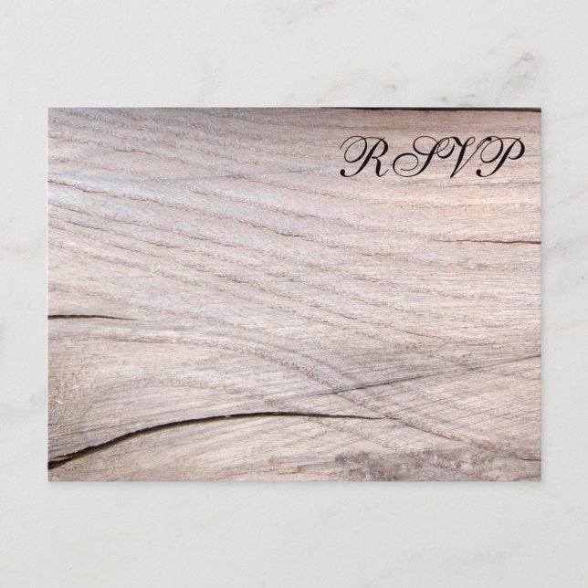 Tarjeta postal RSVP de diseño de grano de madera r (Anverso)