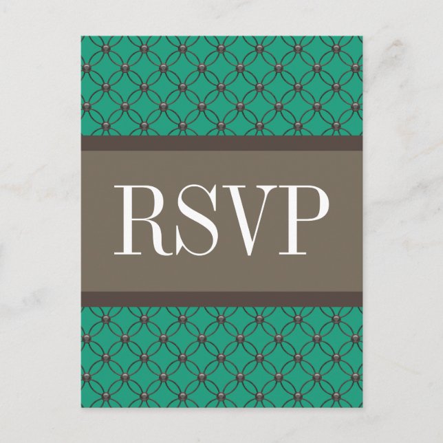 Tarjeta postal RSVP de Emerald Fancy Lattice (Anverso)