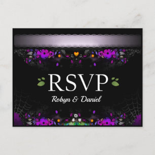 Tarjeta postal RSVP de encantamiento de Halloween
