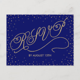 Tarjeta postal RSVP de Estrellas Azules y Oro de l